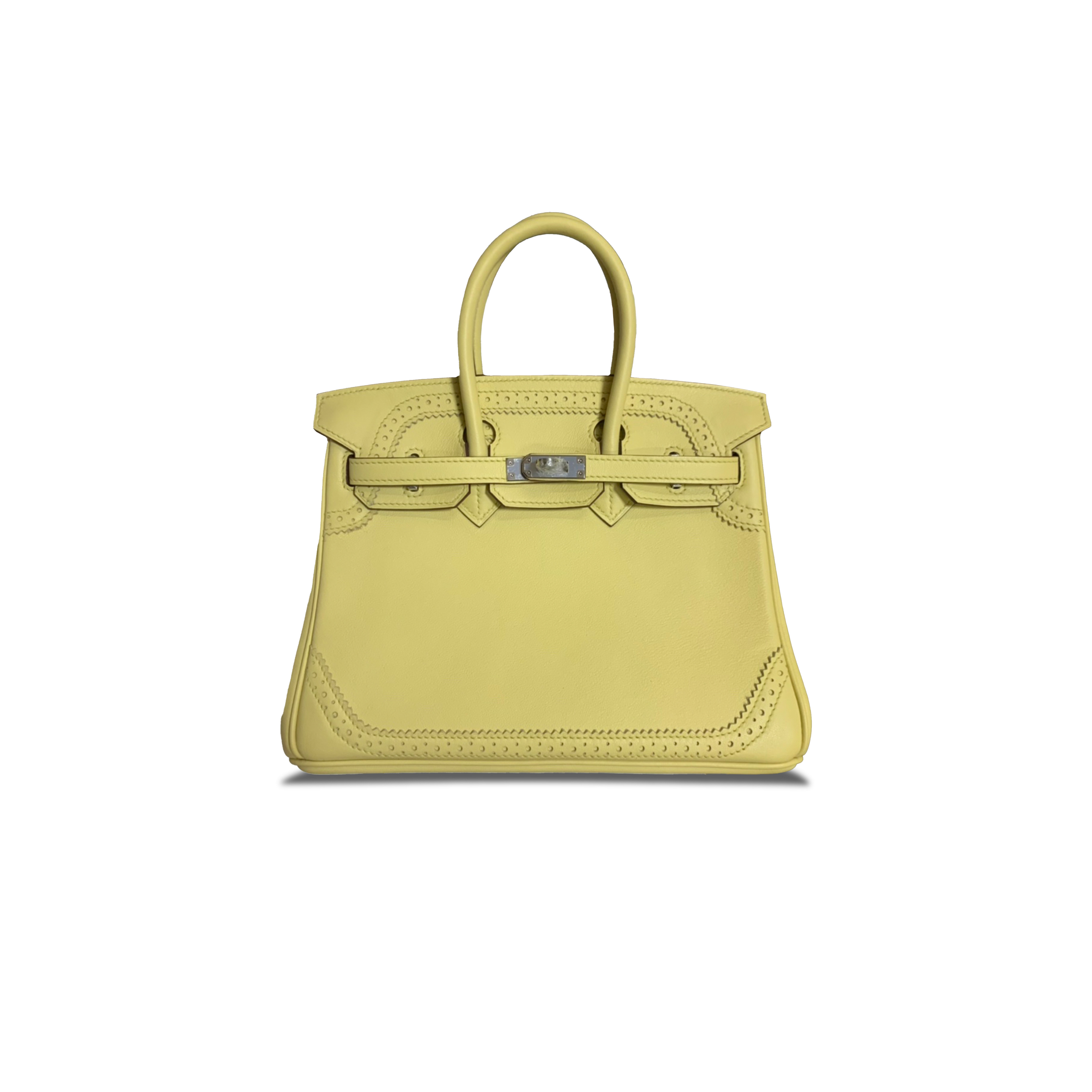 HERMÈS MASTER BIRKIN 25 CHICK YELLOW SILVER BUCKLE H082653CK13 (25*20*13cm)